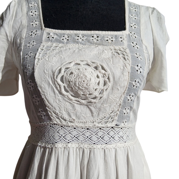 LoveShackFancy Cream Embroidered Long Sleeve Dress - Picture 1 of 6